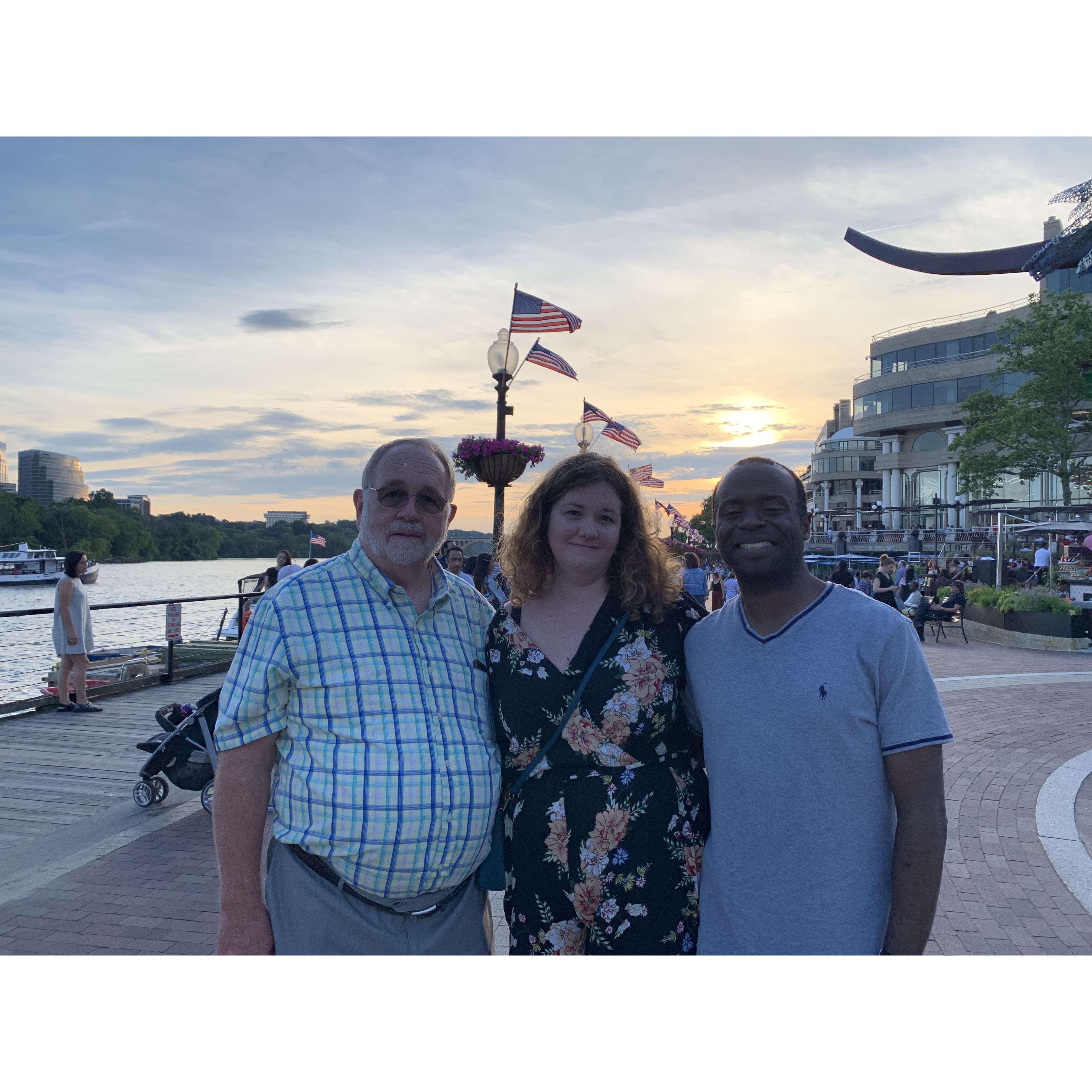 Out with Lara's parents Bob and Marie (Mom is taking the picture) on the Georgetown waterfront