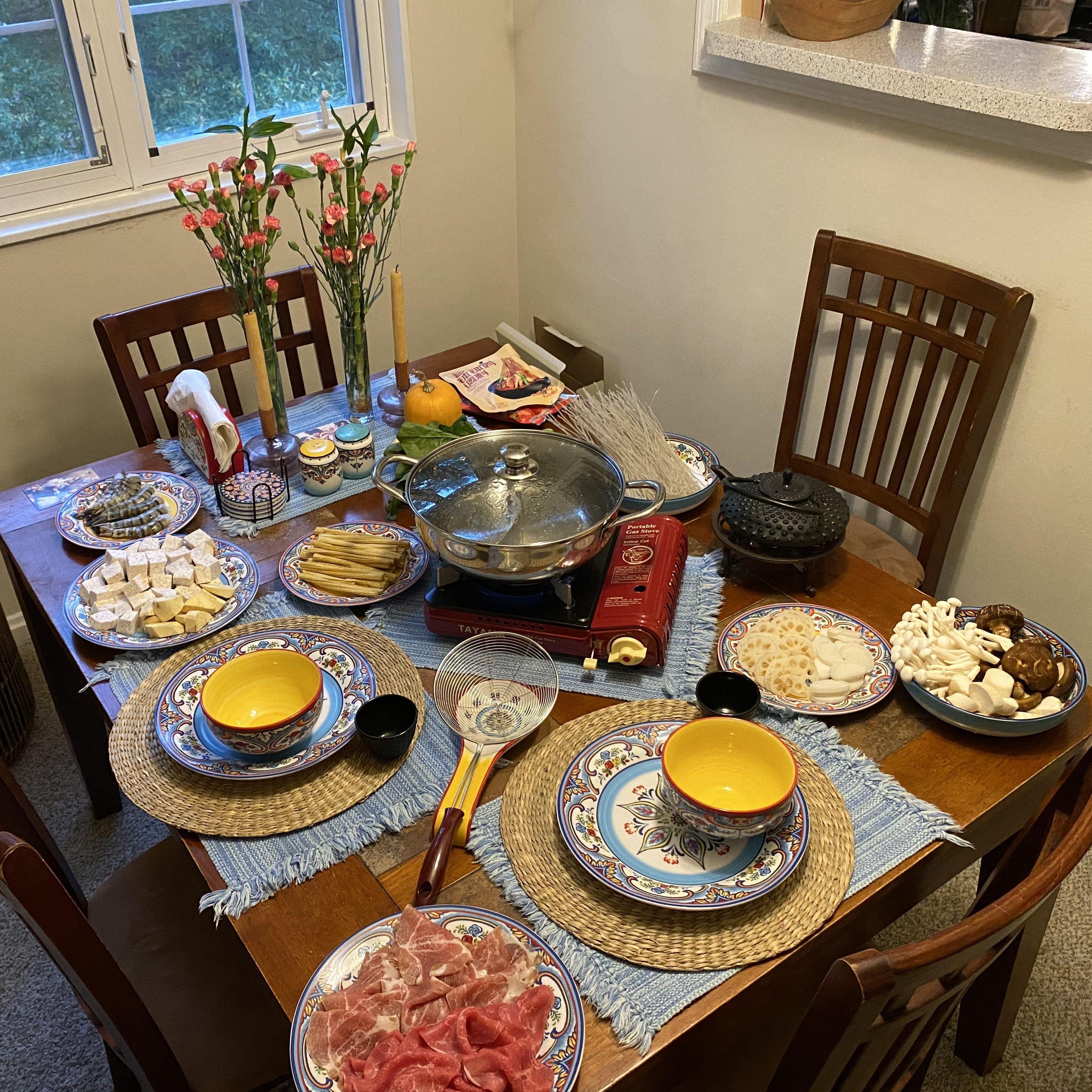 Homemade Chinese hotpot - one of our favorite date nights