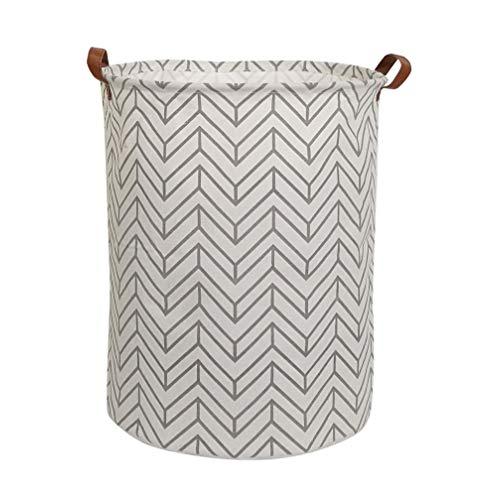 CLOCOR Collapsible Round Storage Bin/Large Storage Basket/Clothes Laundry Hamper/Toy Storage Bin (Grey Geometry)
