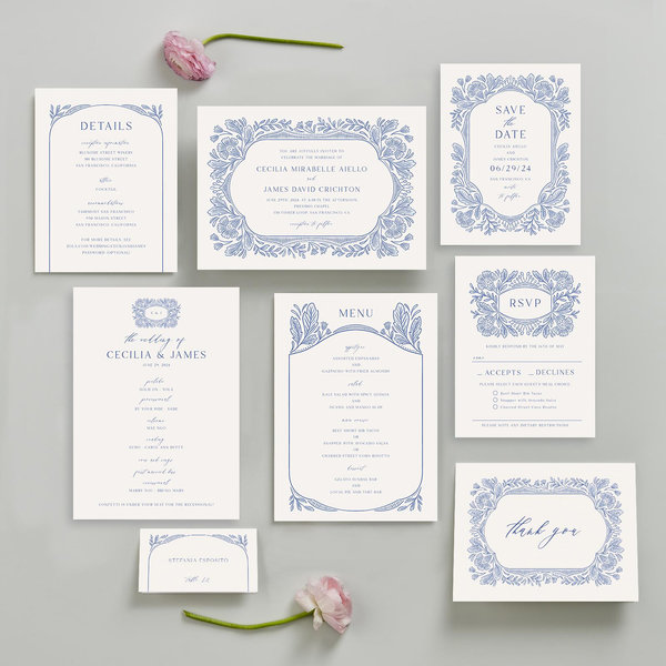 Caleania Landscape | Dark Cobalt | Zola Wedding Invitations