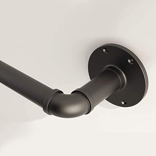 Industrial Curtain Rod, 28-48 Inch, Curtain Rods, Black Curtain Rod, Outdoor Curtain Rod, Rustic Curtain Rod, Room Divider Curtain Rod, Black