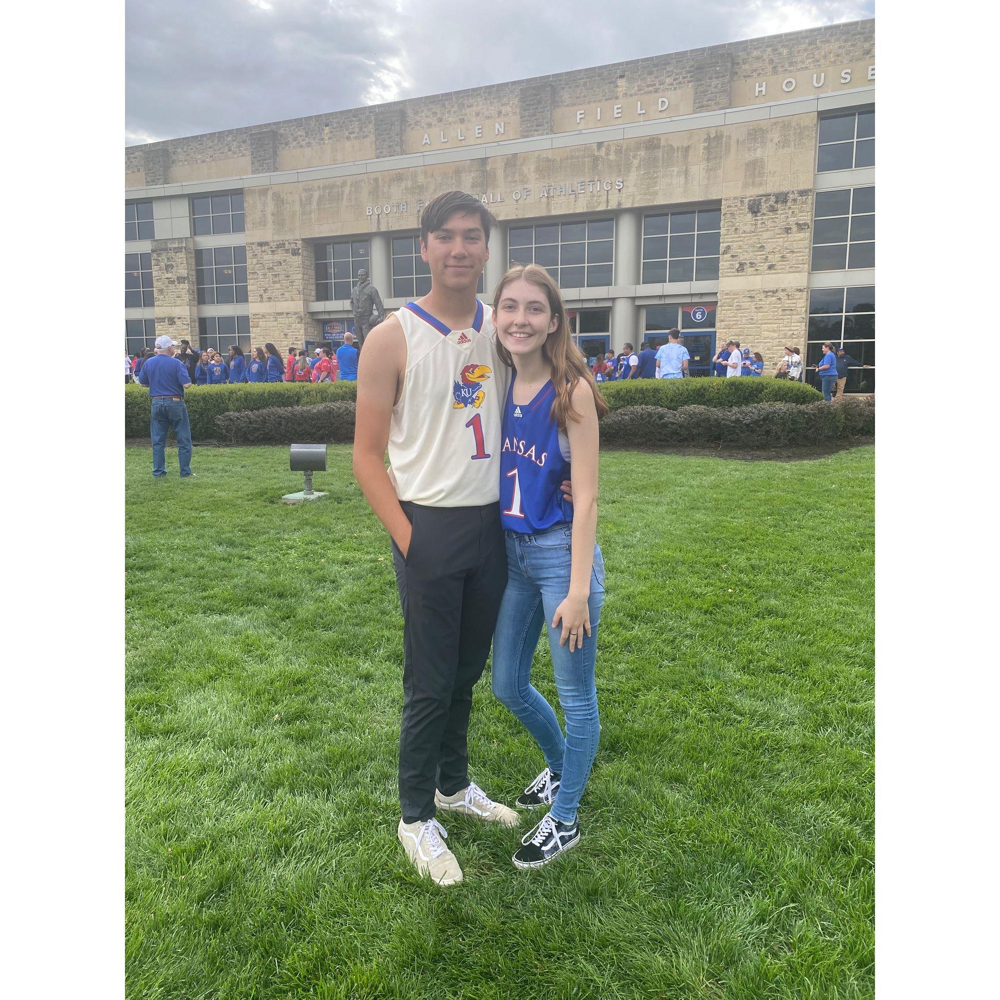 At our Junior year Late Night in the Phog in front of Allen Fieldhouse - 10/14/2022