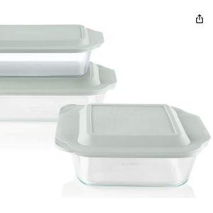 Pyrex Deep 3-Pack Glass Baking Dish Set (9"x13", 7"x11", 8"x8") With BPA-Free Lids, Rectangular Glass Bakeware, Dishwasher, Microwave, Freezer & Pre-Heated Oven Safe