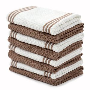 Sticky Toffee Cotton Terry Kitchen Dishcloth, Brown, 8 Pack, 12 in x 12 in