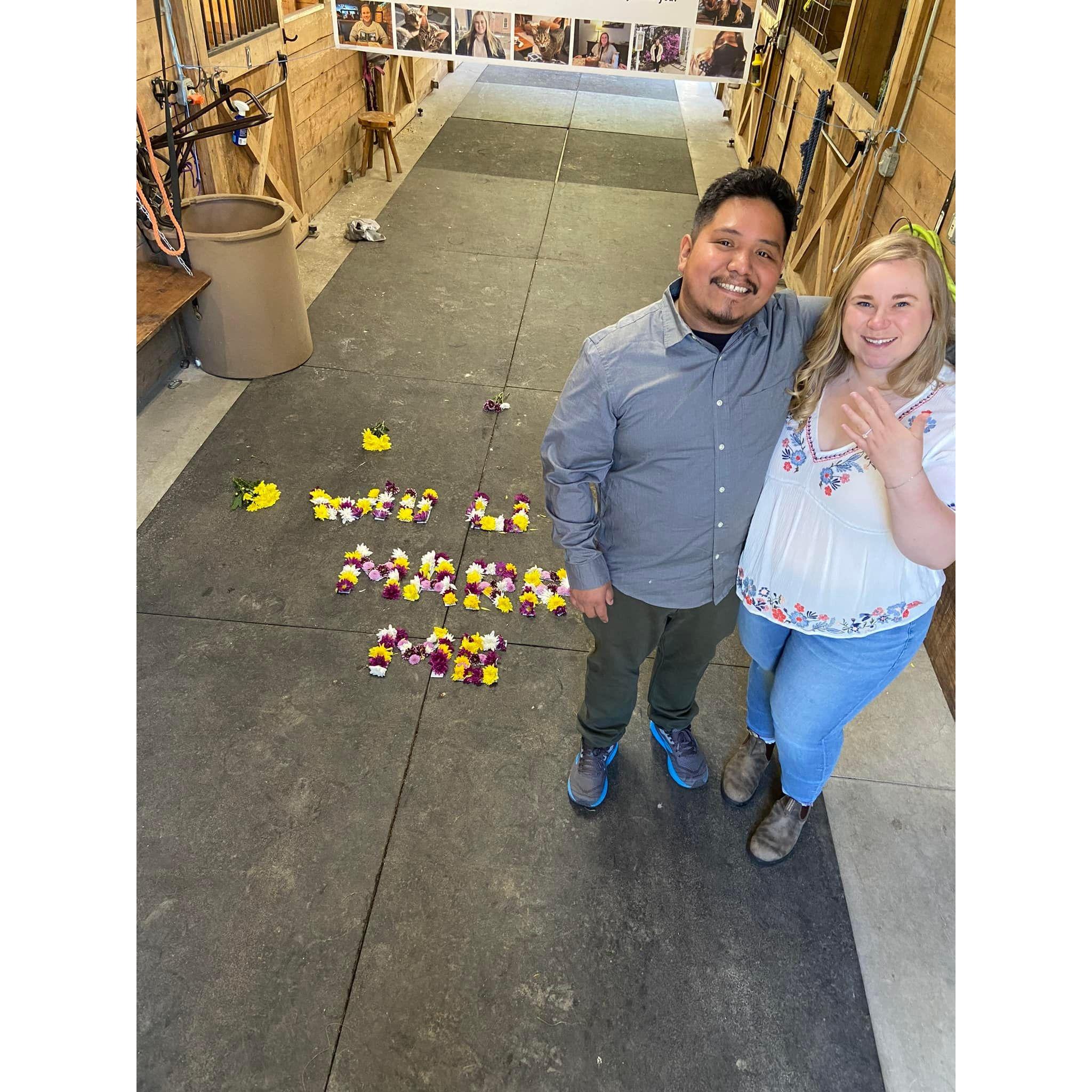 The day David proposed at the barn!