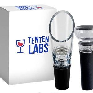 TenTen Labs Premium Wine Aerator Pourer and Wine Pump Stopper (2-pack) - Bottle Stopper - Gift Box Included