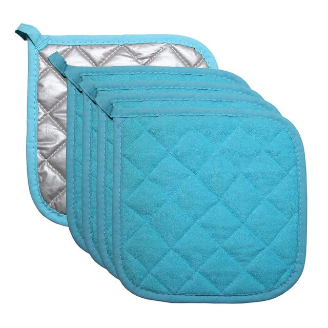 5 PCS Pot Holders for Kitchen, Cotton Potholers with Great Heat Resistance, Hot Pads, Trivets for Cooking and Baking Blue