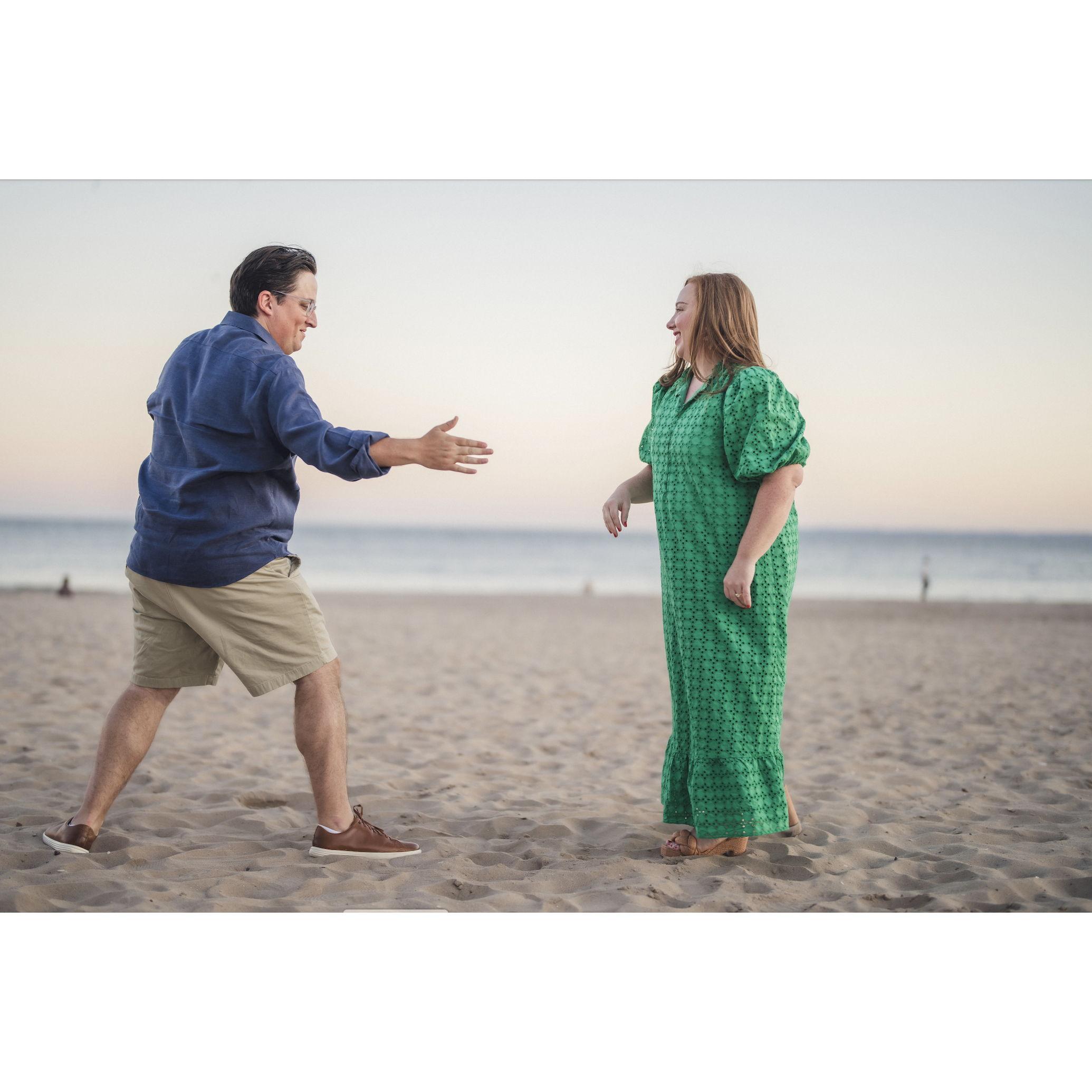 High fives on the beach