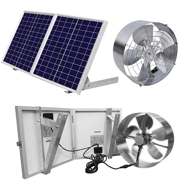 ECO-WORTHY 25W Solar Powered Attic Ventilator Gable Roof Vent Fan with 30W Foldable Solar Panel - Solar Fans for Home Attic, Greenhouse, RV or Outdoor, Ready-to-Use Solar Vent Fan, Solar Roof Vent