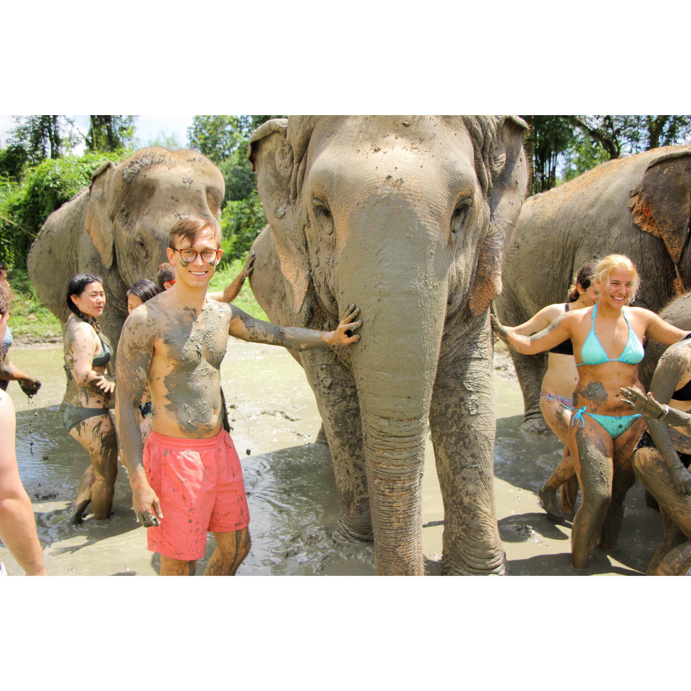 Playing with elephants, Thailand, Summer 2018.
