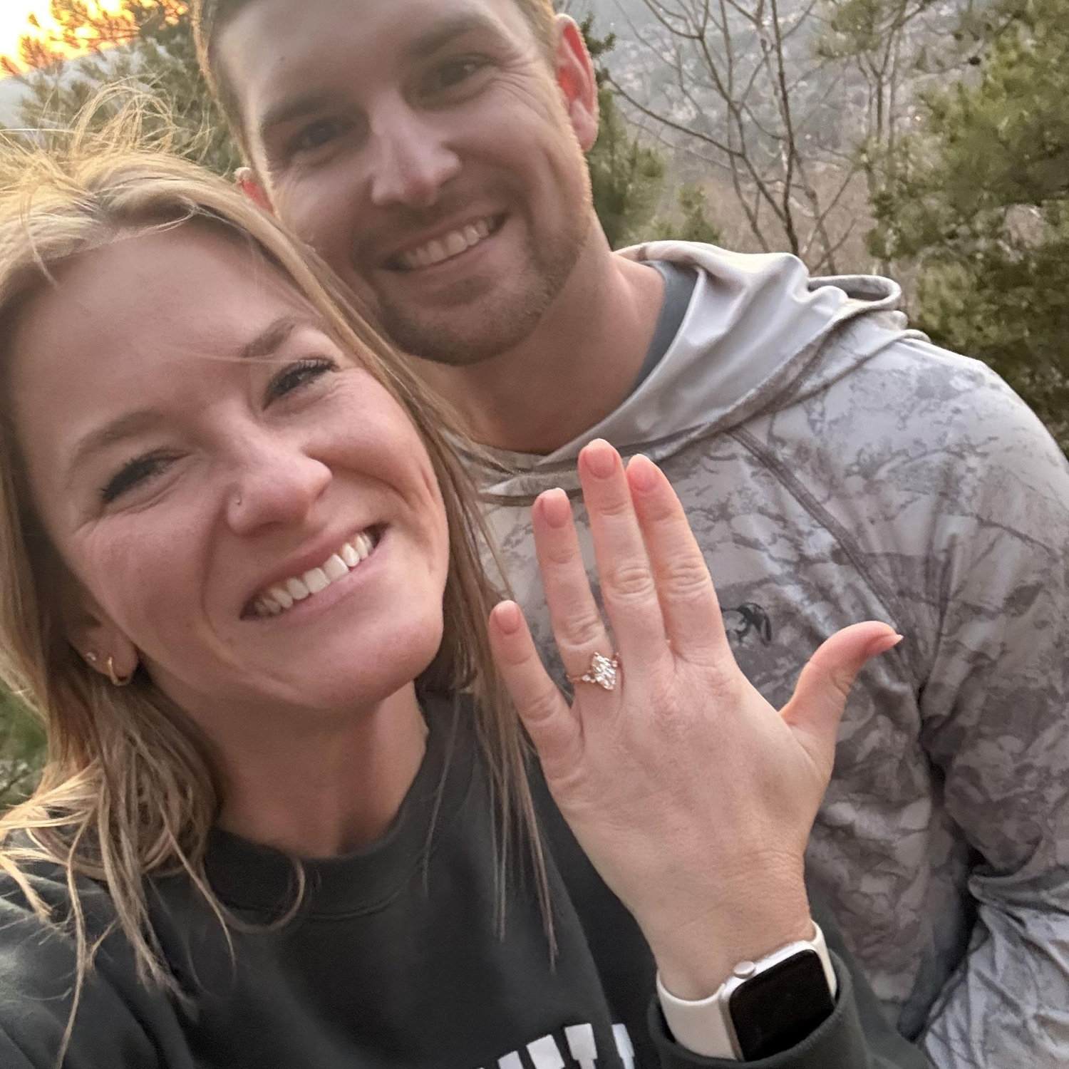 Getting engaged at sunset at Blevins Gap!