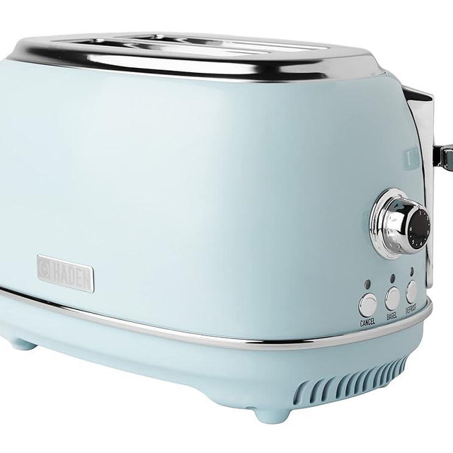 Haden 75027 Heritage 2 Slice Wide Slot Stainless Steel Bread and Bagel Toaster with Removable Crumb Tray and Variable Browning Control, Turquoise