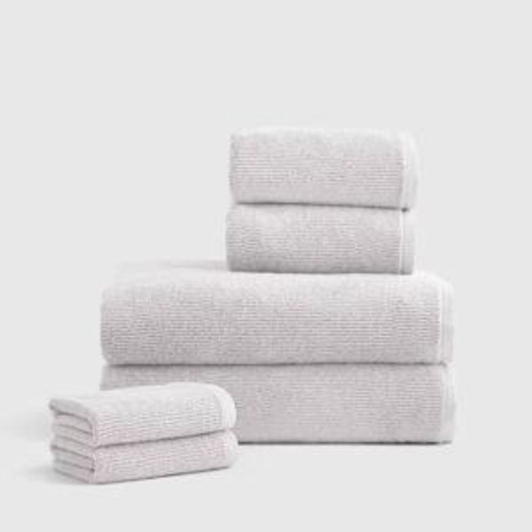 Turkish Ribbed Quick Dry Bath Towel Bundle - Silver