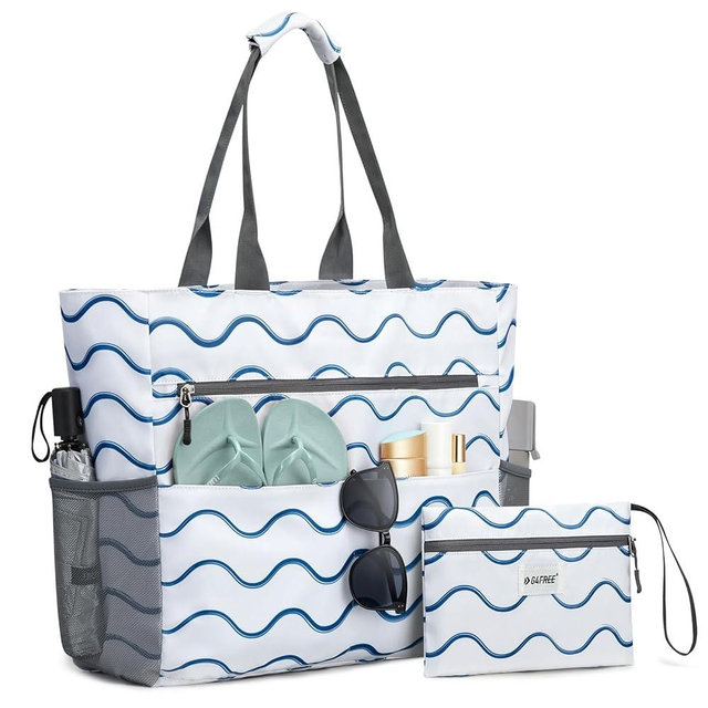 G4Free Beach Bag, Waterproof Sandproof Beach Tote Bag, Large Capacity Foldable for Women