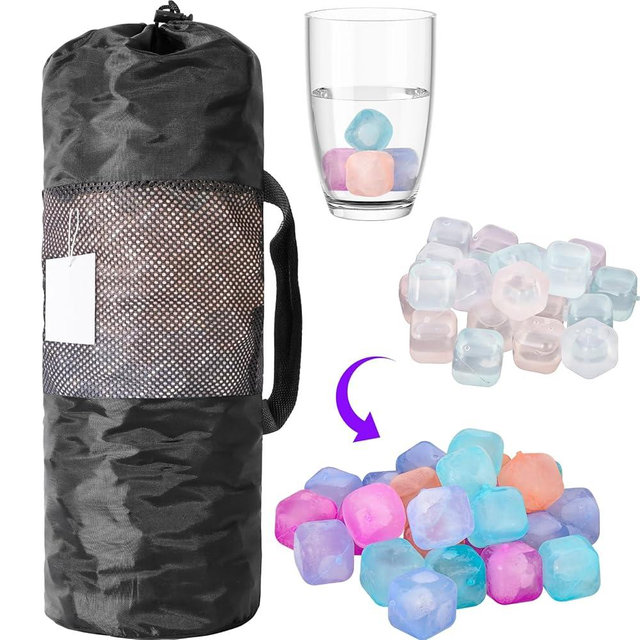380 Pack Reusable Ice Cube for Drinks - Refreezable Plastic Ice Cubes Without Diluting BPA Free, Washable Ice Cube for Whiskey Coffee Bars Party Ice Bath Camping (Color-changing, Square-380Pack)
