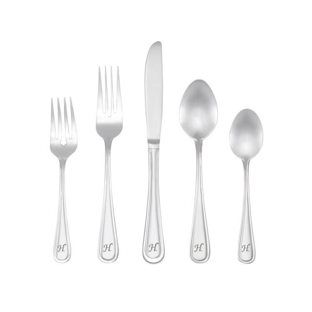 RiverRidge 46pc Personalized Silverware Set Marina Pattern - H