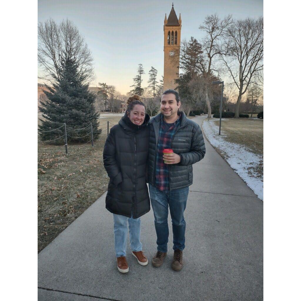 Showing Arturo around Gracie's alma mater, Iowa State