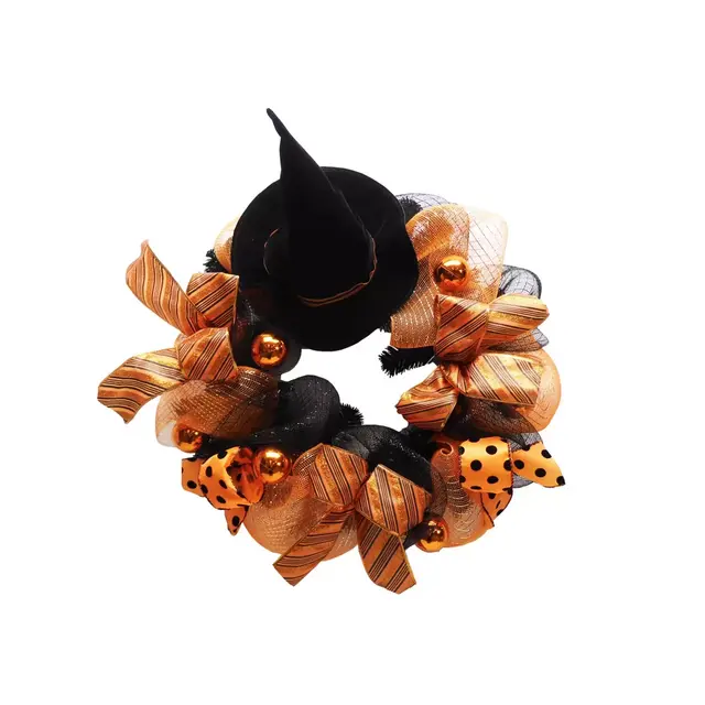 Artificial Halloween Witch Hat Wreath