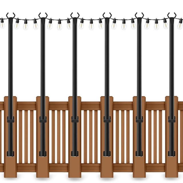 Beizelte 6 Pack 5 Ft Hangingfor String Light Poles with Fixing Clips and Suspended Base,Freestanding Outdoor Light Poles for Deck Bistro