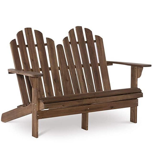 Linon Jayde Adirondack Double Bench, Teak