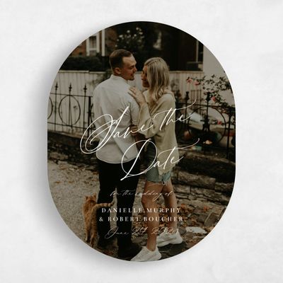 White Oval Wedding Save the Date - Ingrid Photo