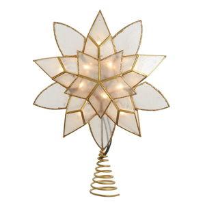 Kurt Adler 11.75-Inch UL 10-Light Gold Tin Double Point Capiz Star Treetop