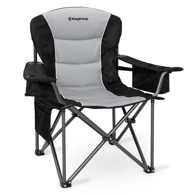 KingCamp Oversized Camping Folding Chair, Heavy Duty 450 LBS with Lumbar Support, Padded seat with Cup Holder&Cooler Bag, Ideal for Camp, Fishing, Sports event, Backyard, Patio, Lawn