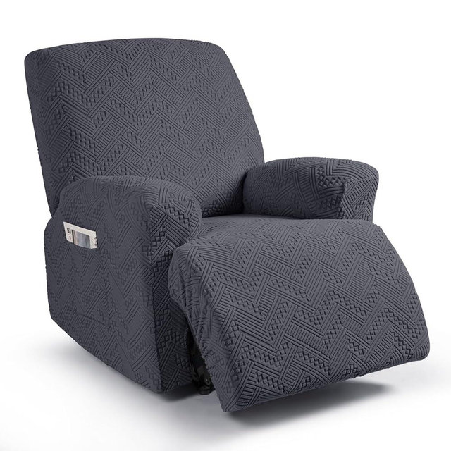 Ruaozz Recliner Sofa Covers Recliner Chair Covers Recliner Covers for Reclining Chair with Pockets Washable Furniture Protector with Elastic Bottom (1 Seater, Dark Gray)
