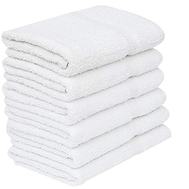 GOLD TEXTILES White Economy Bath Towels (24x 48 Inch) Cotton Blend for Softness-Commercial Grade Easy Care (6)