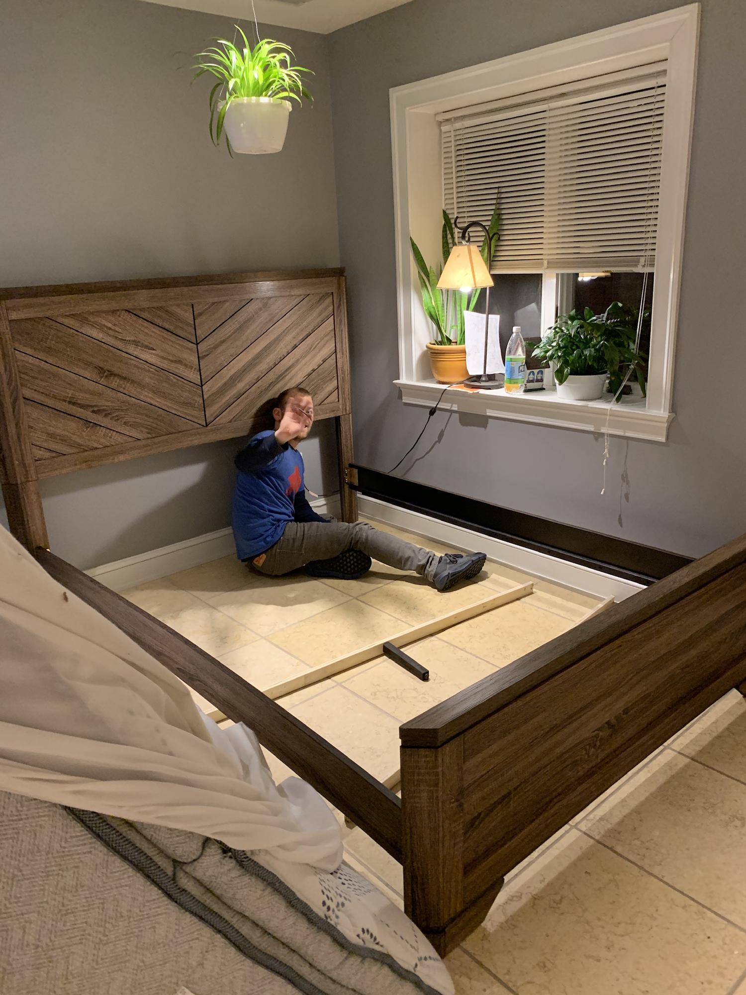 Four months later we moved in together and bought a bed frame… but it wasn’t the right size for either of our mattresses