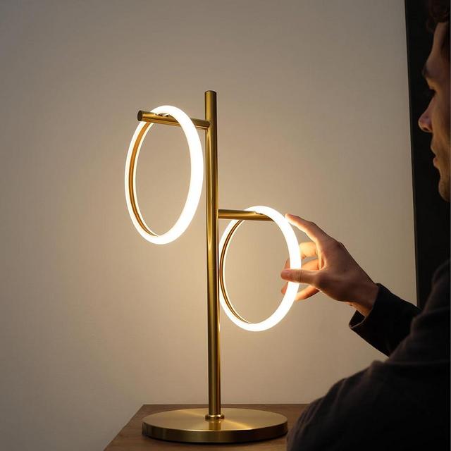 Brightech Saturn Table Lamp, Great Living Room Decor, Desk Tree Lamp for Offices, Contemporary Lamp for Living Rooms, Nightstand Lamp with 2 LED Lights for Bedroom Reading - Brass