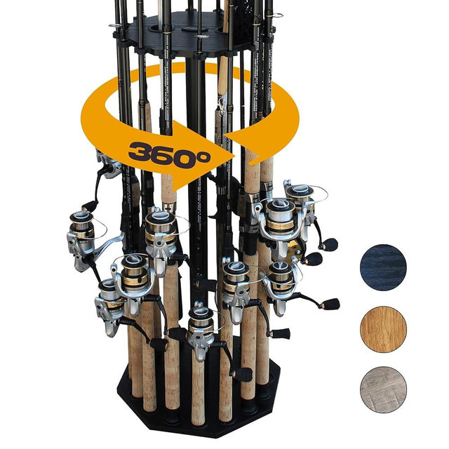 Rush Creek Creations | Fishing Rod Holder for 16 Rods, Fishing Pole Holder for Garage Organization and Storage, for Fishing Reels, Fishing Gear, Fishing Accessories, Tackle Box
