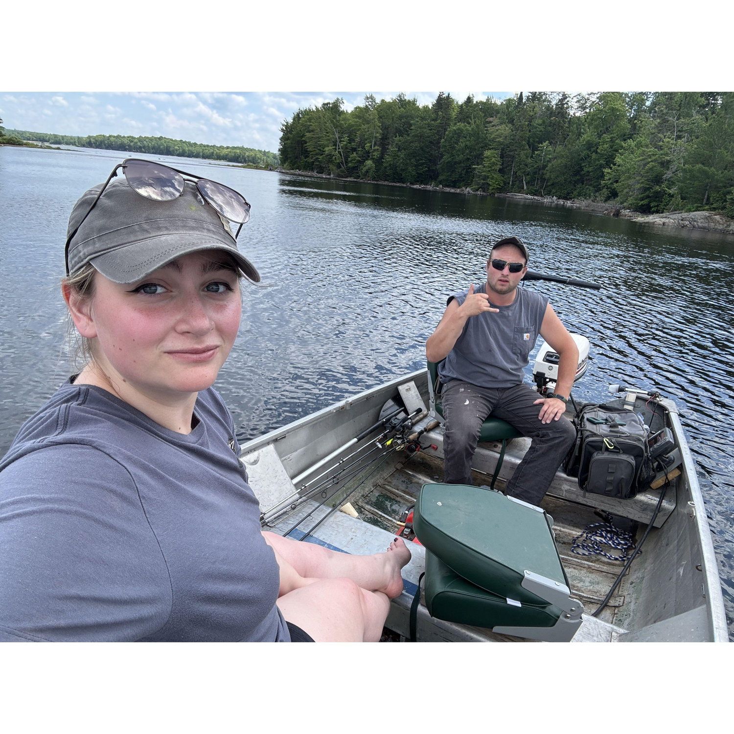 Boat rides and fishing are a very common hobby in the summer. Kendra brings her waterproof kindle.