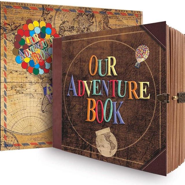 Our Adventure Book 146 Pages 8.9*7.7 Inch Scrapbook Photo Album,Retro Style Embossed Letter Cover Travel Diary Journal Scrap Book For Couples,Memory Book For Anniversary Wedding,Valentine's Day Gift