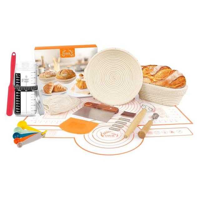 UDUK Sourdough Bread Baking Supplies with Sourdough Starter Jar Kit, Round amd Oval Proofing Baskets with Accessories