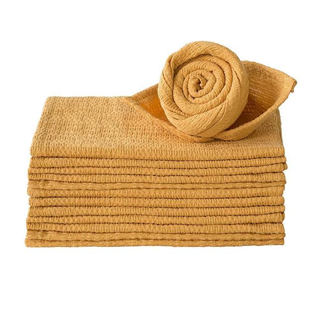 CaliTime Cloth Napkins 17 X 17 Inches Half Dozen 100% Cotton Irregular Lines Stripes Soft Square Reusable Dinner Napkins for Home Restaurant Hotel Wedding Yellow