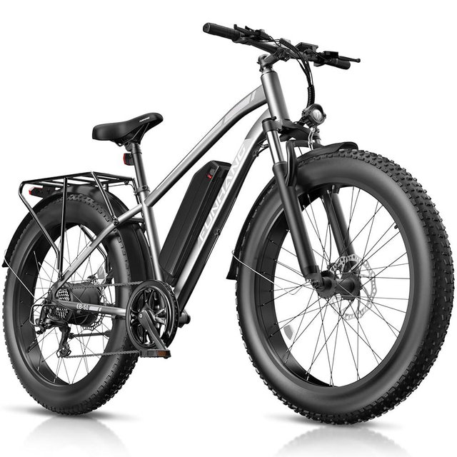 Funhang Electric Bike for Adults, 1000W Peak Ebike, 25MPH 60Miles Electric Mountain Bike, 26" Fat Tire Electric Bicycle with 48V 13AH Battery, Front Suspension,7 Speed, Rear Rack, UL 2849 Certified