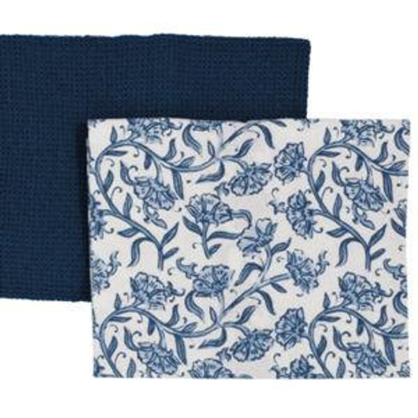 Blue Floral Vines Towel Set