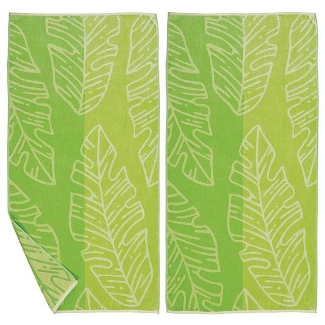 Large Beach Towel Set of 2 - Tropical Beach Towels for Adults and Velour Pool Towels with 100% Cotton - Lightweight Quick Dry Beach Towel Pack and Palm Leaf Cute Beach Towel for Women and Men