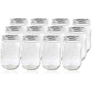 12 Ball Mason Jar with Lid - Regular Mouth - 16 oz by Jarden
