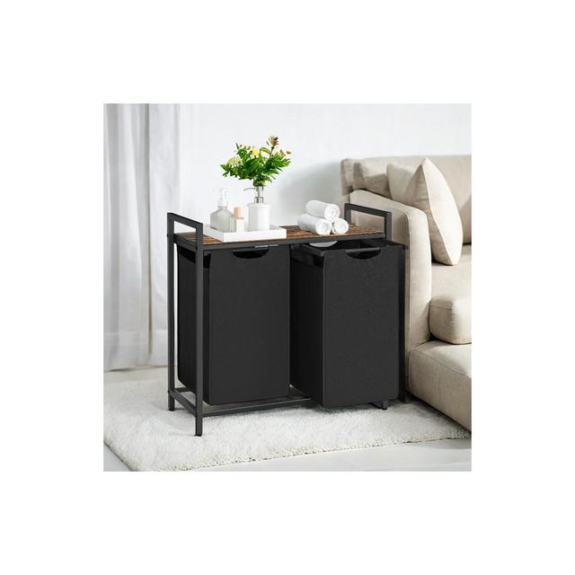 Laundry Hamper Organizer Laundry Basket Laundry Sorter with 2 Pull-Out and Removable Bags 2 x 12.1 Gallons, 28.8 x 13 x 28.4 Inches Black