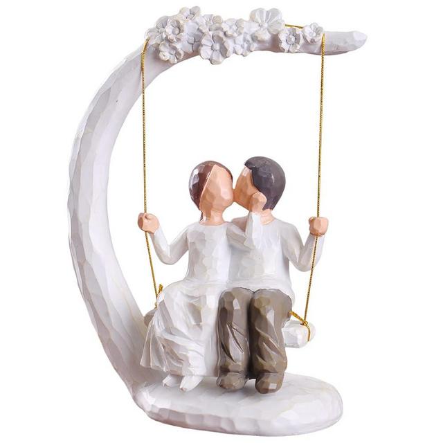 IBWell Romantic Couple Figurines in Love Wife Gifts from Husband Hand Painted Sweet Couple Gift for Valentine's Day, Wedding Anniversary, Weddings - 9 inch