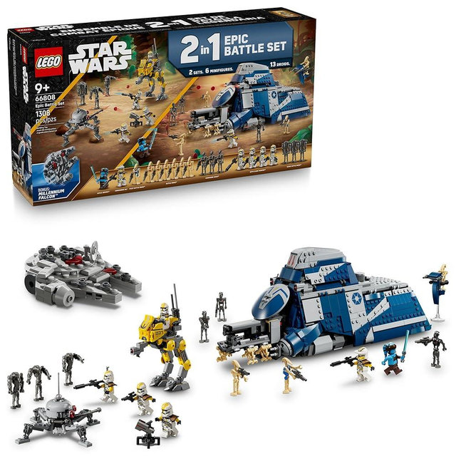 LEGO Star Wars Epic Battle Set Co-Pack - Pretend Play Building Toy for Boys & Girls, Ages 7+ - Includes 13 Droid Figures, 6 Minifigures, & Bonus Gift - Gift for Birthdays - 66808