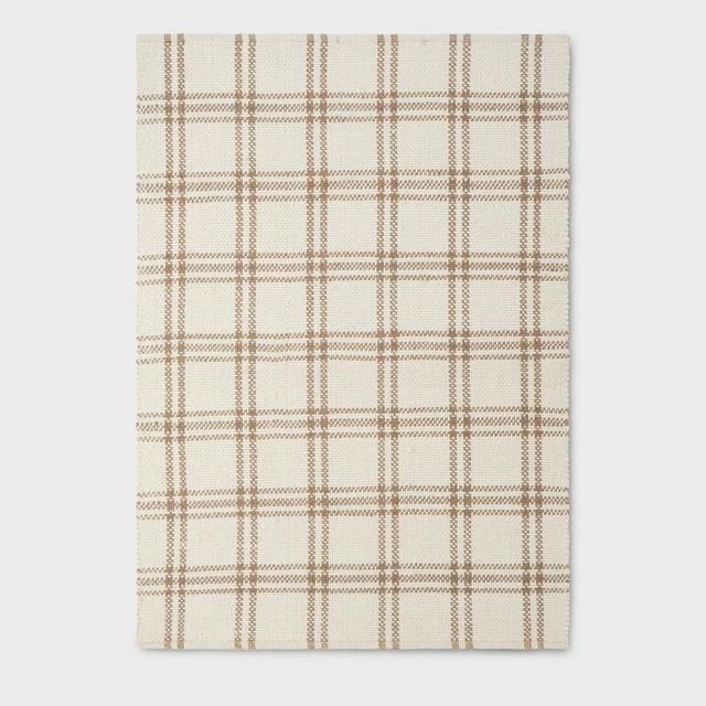 5'x7' Cottonwood Plaid Wool/Cotton Area Rug Cream/Tan - Threshold™ designed with Studio McGee