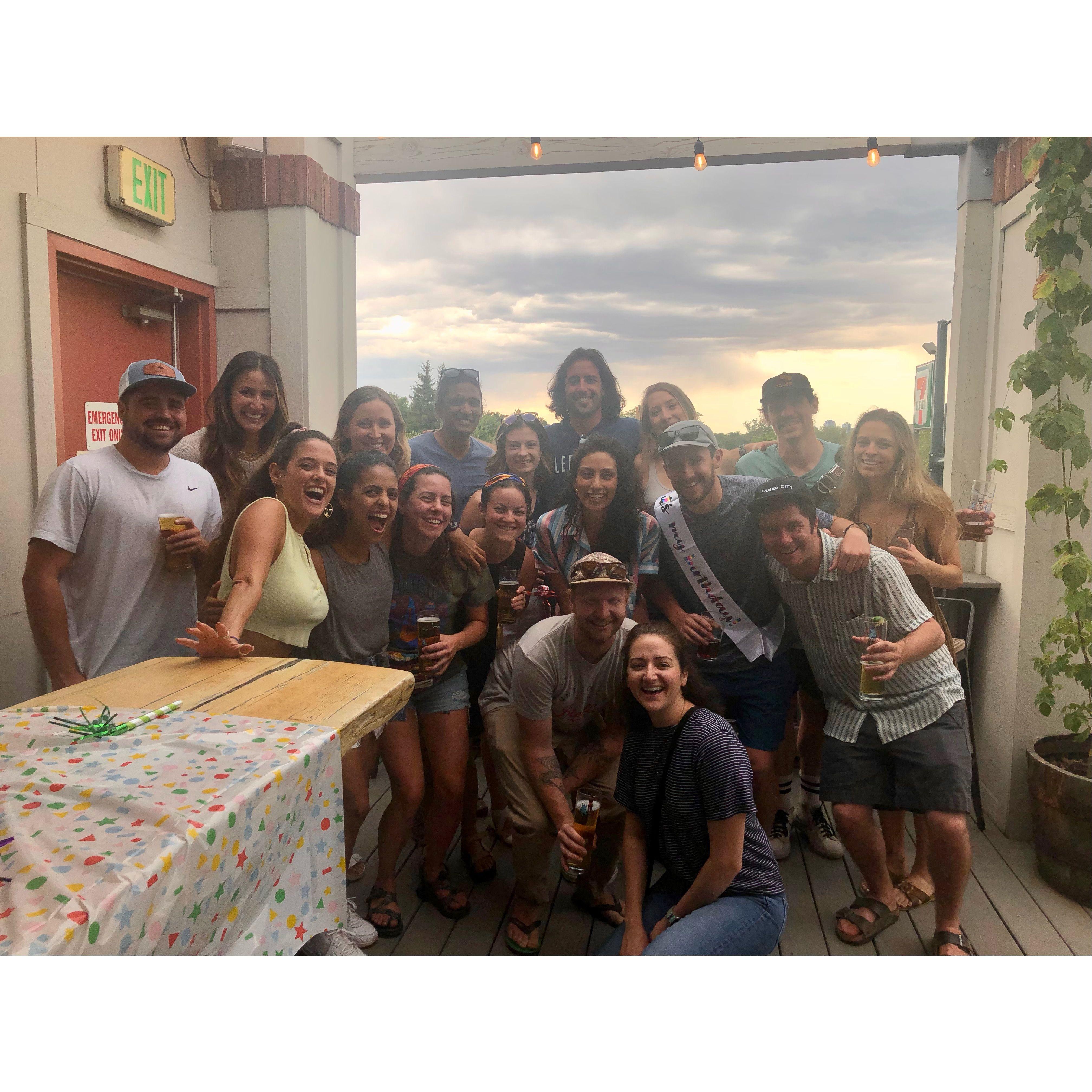 July 2022. Alex’s surprise 29th birthday party at Joyride Brewery.