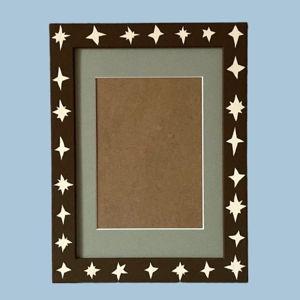 Painted Wood Picture Frame, Brown Wonky Stars