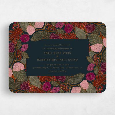 Blue Rounded Wedding Invitation - Elody Landscape