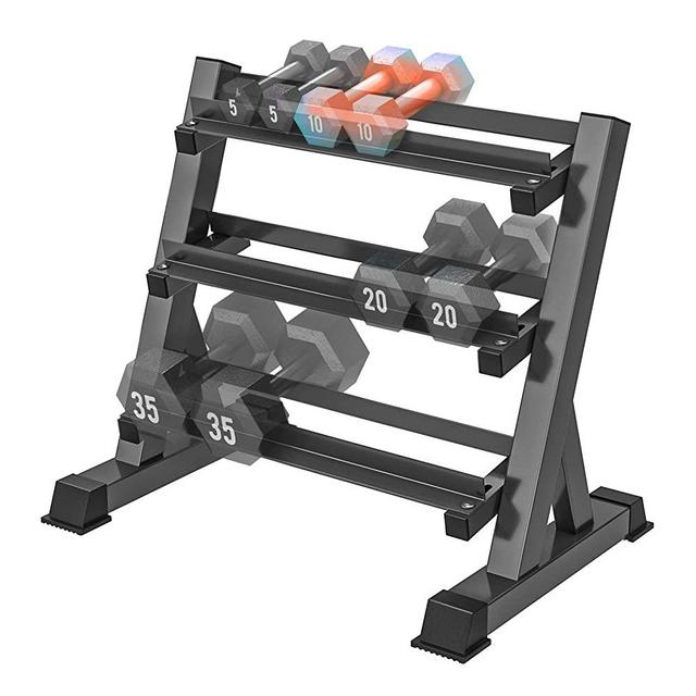YOLEO 3 Tier Dumbbell Rack Stand Only for Home Gym, Adjustable Width Weight Rack for Dumbbells of Different Sizes (2022 Version)