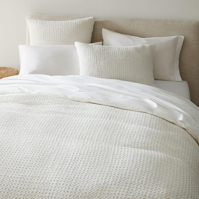 Waffle Textured Duvet, F/Q, White