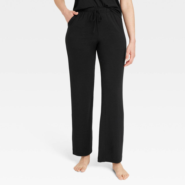 Women's Cloud Knit Modal Pajama Pants - Auden™ Black XL: Modal-Spandex Blend, Midweight, Regular Fit, Side Pocket, Pull-On Waistband